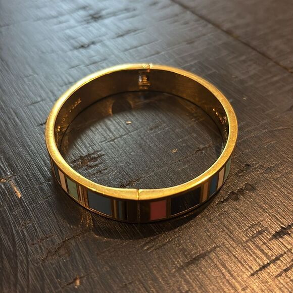 Kate Spade 'Jump for Joy' Idiom Bangle Bracelet, Multi Colorful Gold-Tone - Picture 4 of 10